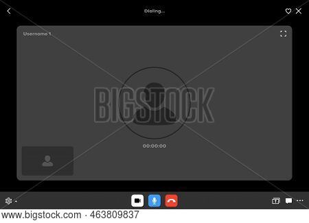 Videocall Interface. Internet Video Conference Application Interface Frame, Videocall Program Displa