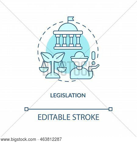 Farming Legislation Turquoise Concept Icon. Agronomy Laws Regulation. Farm Rules Abstract Idea Thin 