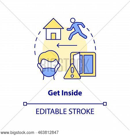 Get Inside Concept Icon. Reach Safe Place. Survive During Nuclear Explosion Abstract Idea Thin Line 