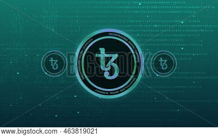 Tezos-xtz Virtual Currency Images. 3d Illustration. Coin Logo.