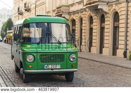 10.01.2022 Warsaw, Poland. Beautiful Vintage Well-maintained Green Zsd Nysa. Classical Polish Van Pa