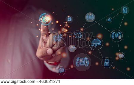 Technology Fingerprint With Digital Transformation Technology Strategy, Transformation Of Ideas And 