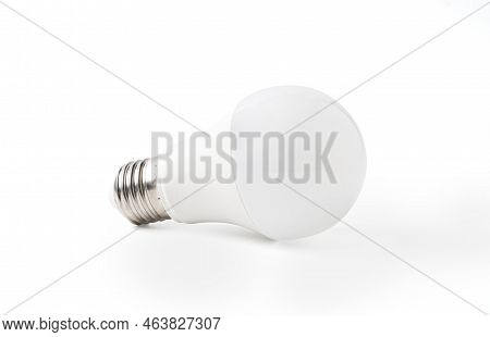 Isolated Of Electric Lamp Or Light Bulb On White Background , Led Is Used For Energy Saving Instead 