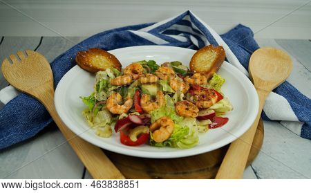 Some Fried Shrimps With Herbs And Spices
