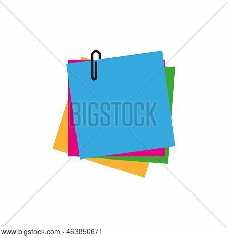 Colored Paper Clip. Text Message. Important Reminder. Vector Illustration. Stock Image.
