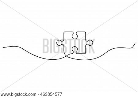 Puzzles One Line. Business Concept. Single Line. Vector Illustration. Stock Image.