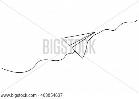 Line Art Airplane One Line For Web Design. Single Line. Airplane Fly. Vector Illustration. Stock Ima