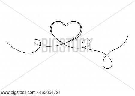 Line Art Heart One Line. Single Line. Contour Symbol. Vector Illustration. Stock Image.