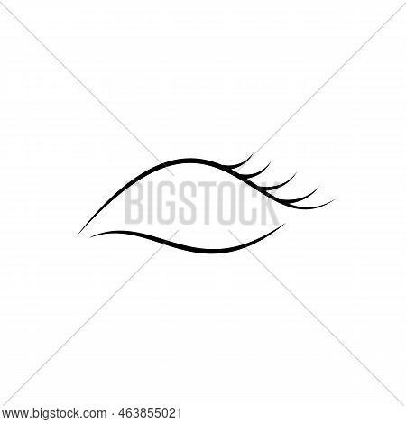 Girls Eye Vector Black Outline Icon. Eps 10. Eyelid, Lid Simple Flat Illustration. Eyelash Isolated 