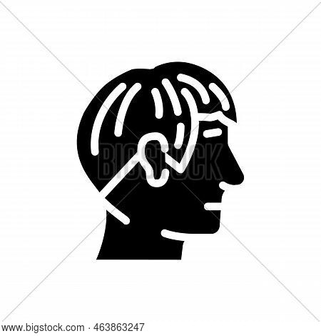 Angular Fringe Hairstyle Male Glyph Icon Vector. Angular Fringe Hairstyle Male Sign. Isolated Symbol