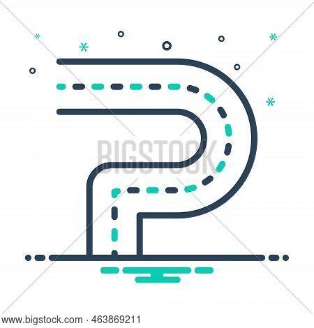 Mix Icon For Turning Diversion Bends Flexion Quirk Inflexion Street Road Direction