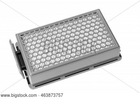 Hepa Filter Isolated On White Background. Hepa Vacuum Cleaner Filter.