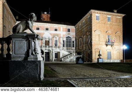 Castle Of Govone In Piedmont, Italy, At Night