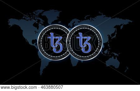 Tezos-xtz Virtual Currency Images. 3d Illustration. Coin Logo