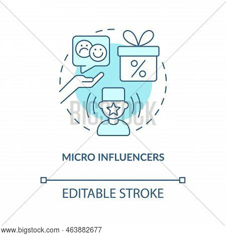 Micro Influencers Turquoise Concept Icon. Content Marketing. Healthcare Strategy Abstract Idea Thin 