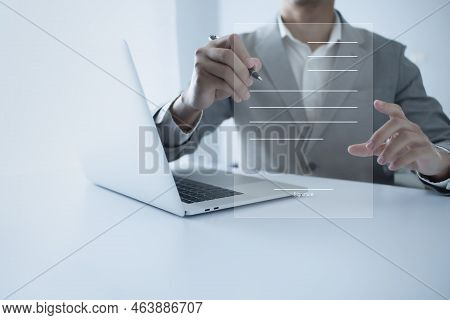 Businessman, Work From Home, Handling Documents, E-signing, Signing Digital Contracts Electronic Sig