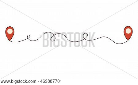 Way Between Two Points. Location Pointers. Gps Navigation And Travel Concept. Plan Tracker. Vector H