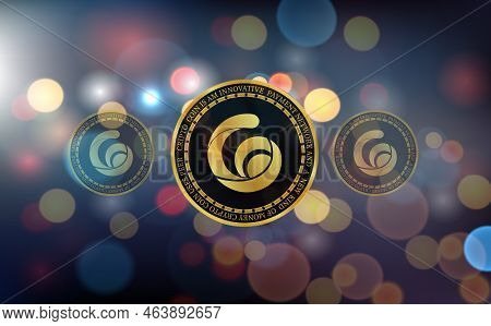 Radio Caca Crypto Currency Images. 3d Illustration. Digital Coins.
