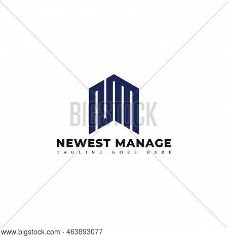 Abstract Initial Letter Nm Or Mn Logo In Blue Color Isolated In White Background Applied For Constru