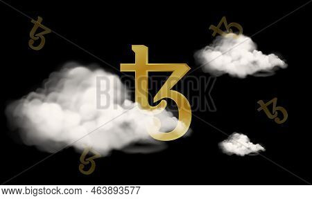 Tezos-xtz Virtual Currency Images. 3d Illustration. Coin Logo.