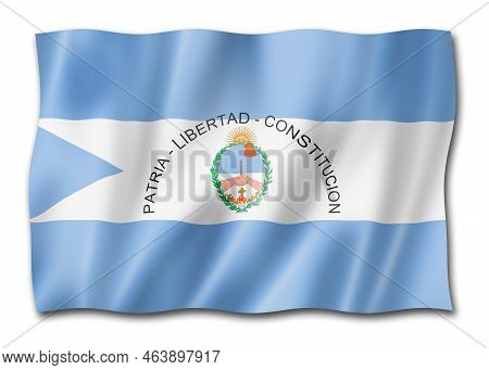 Corrientes Province Flag, Argentina Waving Banner Collection. 3d Illustration