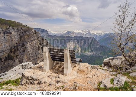 Breathtaking Panoramic View Of The Grlo Sokolovo Gorge In Montenegro. In The Foreground Is A Mountai