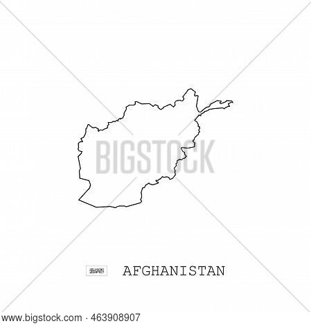 Afghanistan Vector Map Outline, Line, Linear. Afghanistan Black Map On White Background. Afghanistan