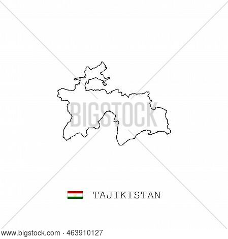 Tajikistan Vector Map Outline, Line, Linear. Tajikistan Black Map On White Background. Tajikistan Fl