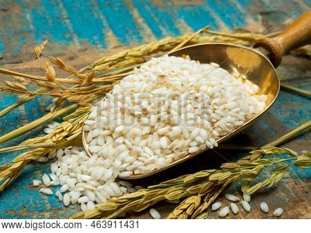 White Italian Arborio Rice Used For Making Risotto Dish