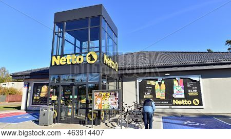 Warsaw, Poland. 10 October 2022. Outside Supermarket Netto. Signboard \