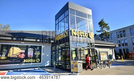 Warsaw, Poland. 10 October 2022. Outside Supermarket Netto. Signboard \