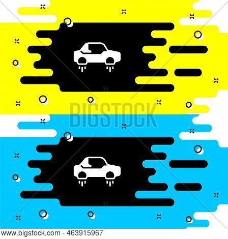 White Fantastic Flying Car Icon Isolated On Black Background. Hover Car Future Technology Future Tra