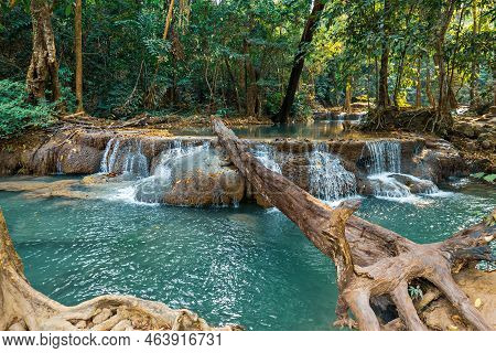 Forest And Waterfall At Ton Nga Chang Waterfall, Erawan, Songkhla, Thailand. Tourustic Attraction An