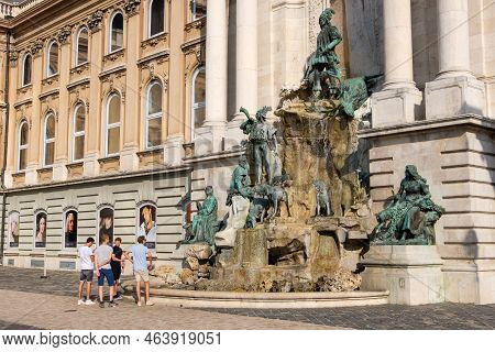 Budapest, Hungary - August 8, 2018: The Matthias Fountain Is A Monumental Fountain Group By Alajos S