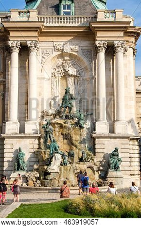 Budapest, Hungary - August 8, 2018: The Matthias Fountain Is A Monumental Fountain Group By Alajos S