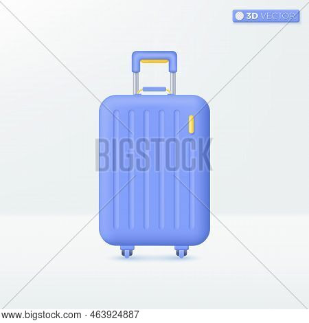 Travel Bag Icon Symbols. Suitcase, Trip Planning, Service, Tourism And Travel Concept. 3d Vector Iso