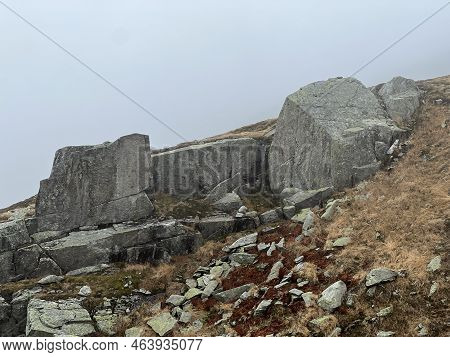 Rocks And Stones In The Autumn Swiss Alpine Environment And In The St. Gotthard Pass (gotthardpass) 
