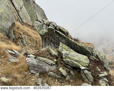 Rocks And Stones In The Autumn Swiss Alpine Environment And In The St. Gotthard Pass (gotthardpass) 