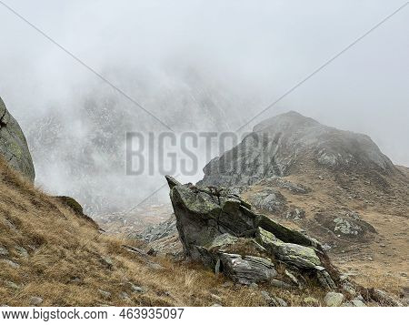 Rocks And Stones In The Autumn Swiss Alpine Environment And In The St. Gotthard Pass (gotthardpass) 