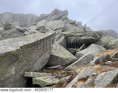 Rocks And Stones In The Autumn Swiss Alpine Environment And In The St. Gotthard Pass (gotthardpass) 