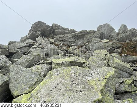 Rocks And Stones In The Autumn Swiss Alpine Environment And In The St. Gotthard Pass (gotthardpass) 
