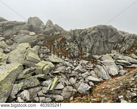 Rocks And Stones In The Autumn Swiss Alpine Environment And In The St. Gotthard Pass (gotthardpass) 