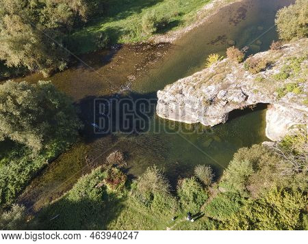 Aerial View Of Vit River, Passing Near Village Of Aglen,  Bulgaria