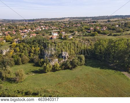 Aerial View Of Vit River, Passing Near Village Of Aglen,  Bulgaria