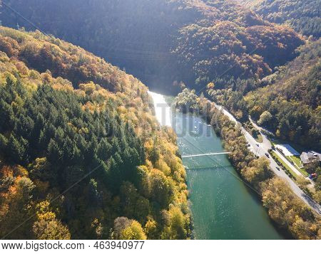 Aerial Autumn View Of Pasarel Reservoir, Bulgaria