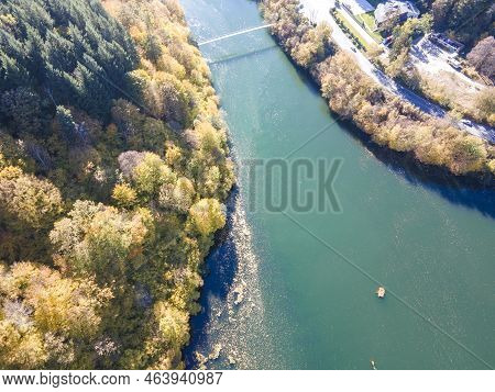 Aerial Autumn View Of Pasarel Reservoir, Bulgaria