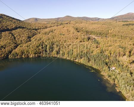 Aerial Autumn View Of Pasarel Reservoir, Bulgaria