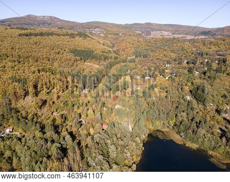 Aerial Autumn View Of Pasarel Reservoir, Bulgaria