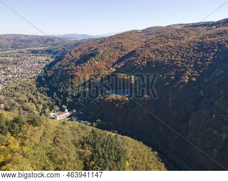 Aerial Autumn View Of Pasarel Reservoir, Bulgaria