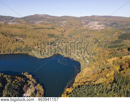 Aerial Autumn View Of Pasarel Reservoir, Bulgaria